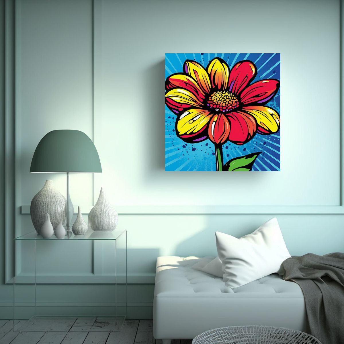 GENERICO - Cuadro Pop-Art Juvenil: Visualiza Una Flor 90x90 Cm