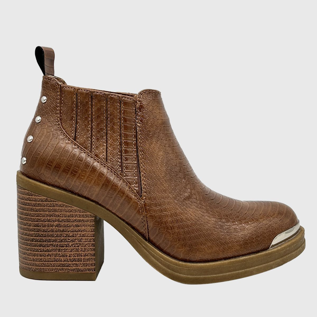 DINASTELLA - Botin para mujer elasticado con taco Café