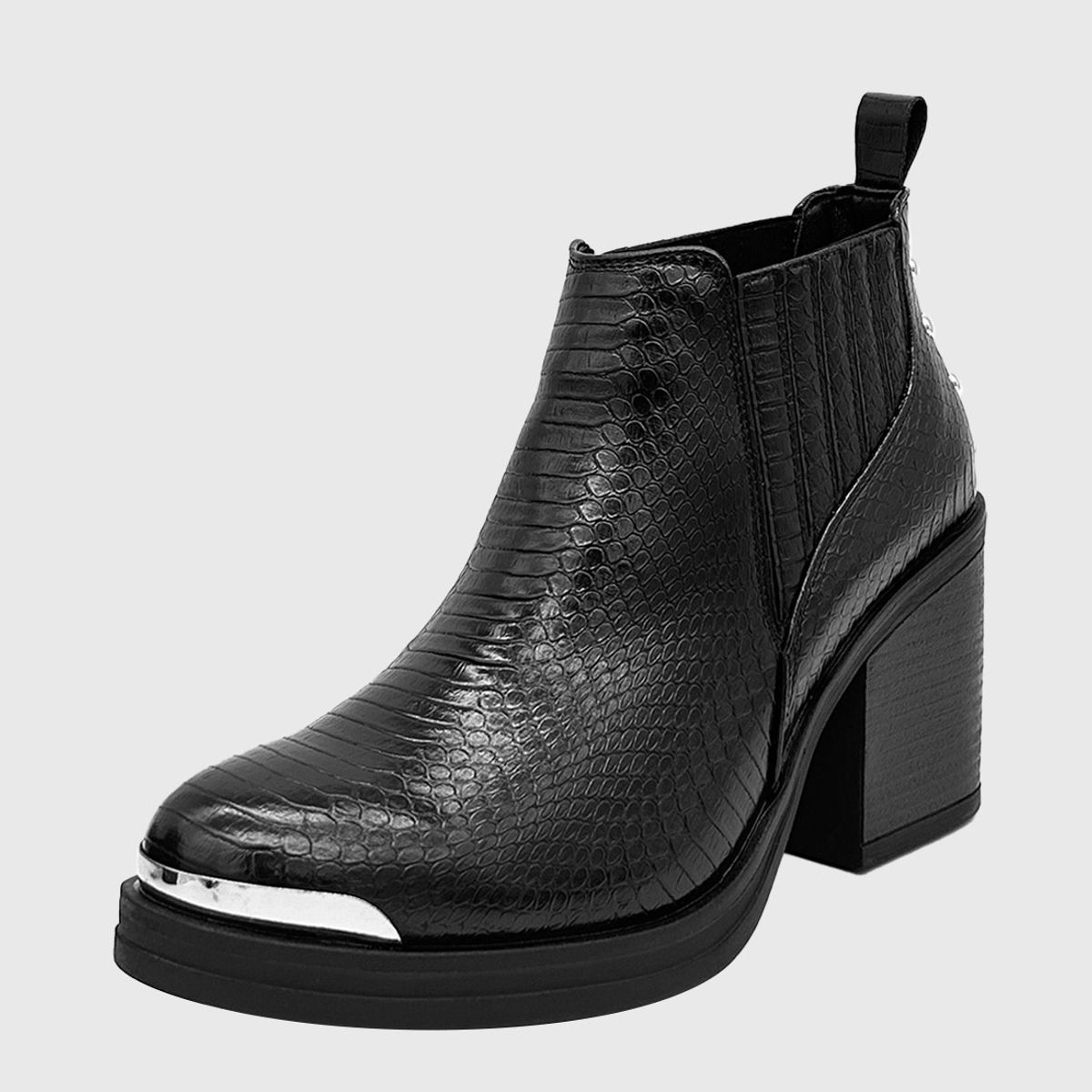 DINASTELLA - Botin para mujer elasticado con taco Negro