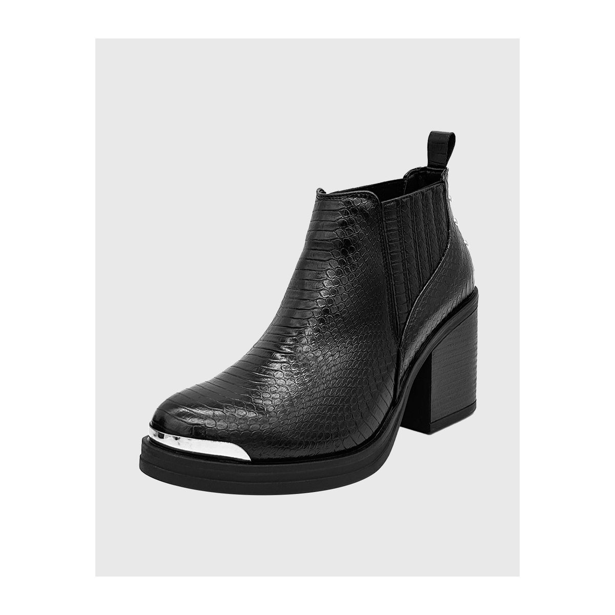 DINASTELLA - Botin para mujer elasticado con taco Negro