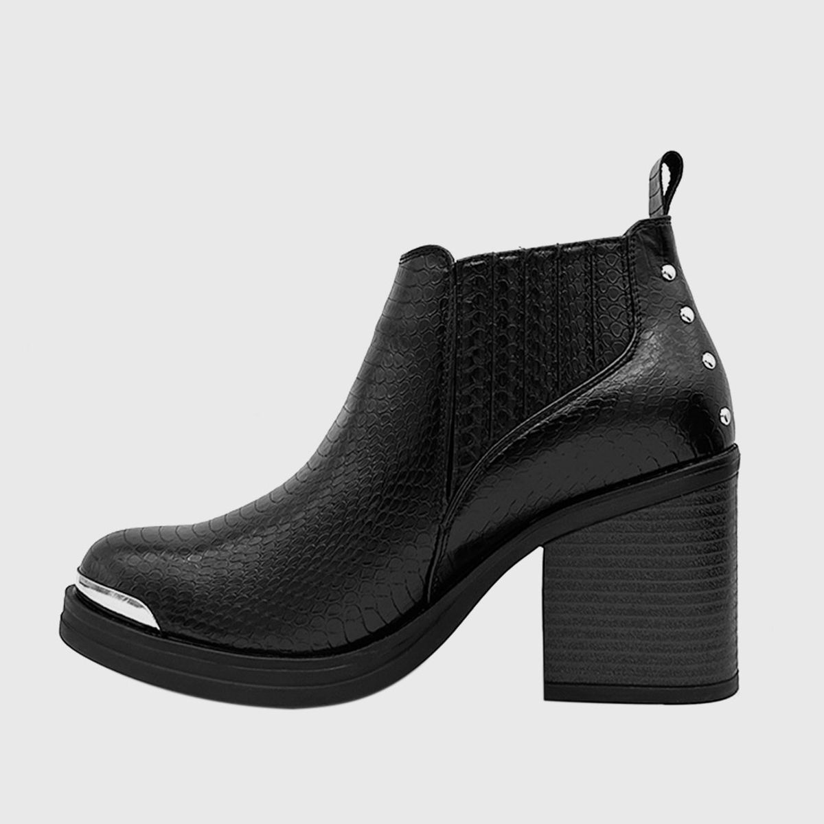 DINASTELLA - Botin para mujer elasticado con taco Negro
