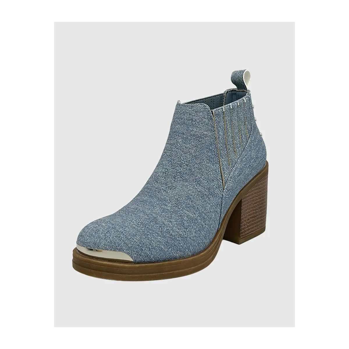 DINASTELLA - Botin para mujer elasticado con taco Azul