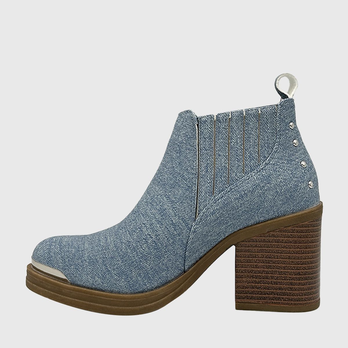 DINASTELLA - Botin para mujer elasticado con taco Azul
