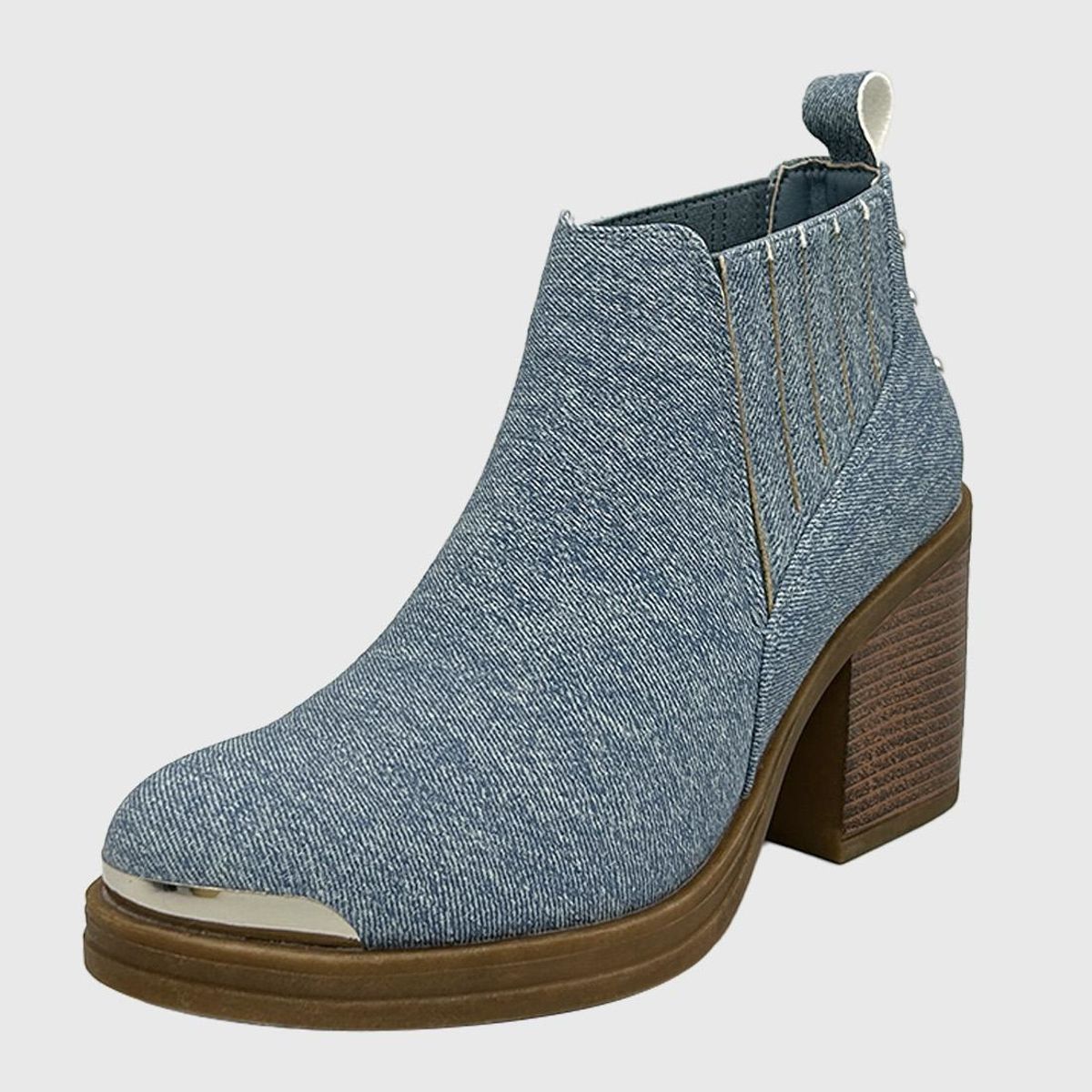 DINASTELLA - Botin para mujer elasticado con taco Azul