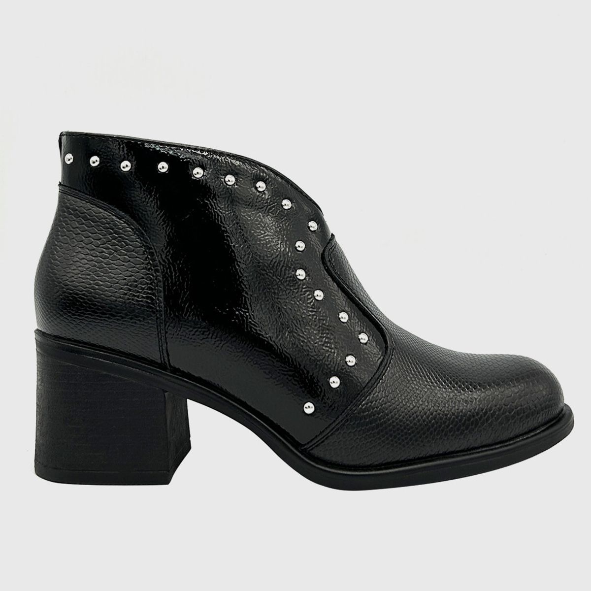 DINASTELLA - Botin para mujer con taco medio charol Negro