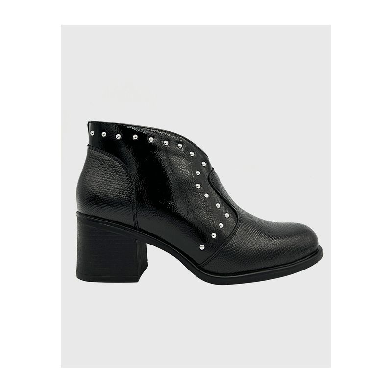 DINASTELLA - Botin para mujer con taco medio charol Negro