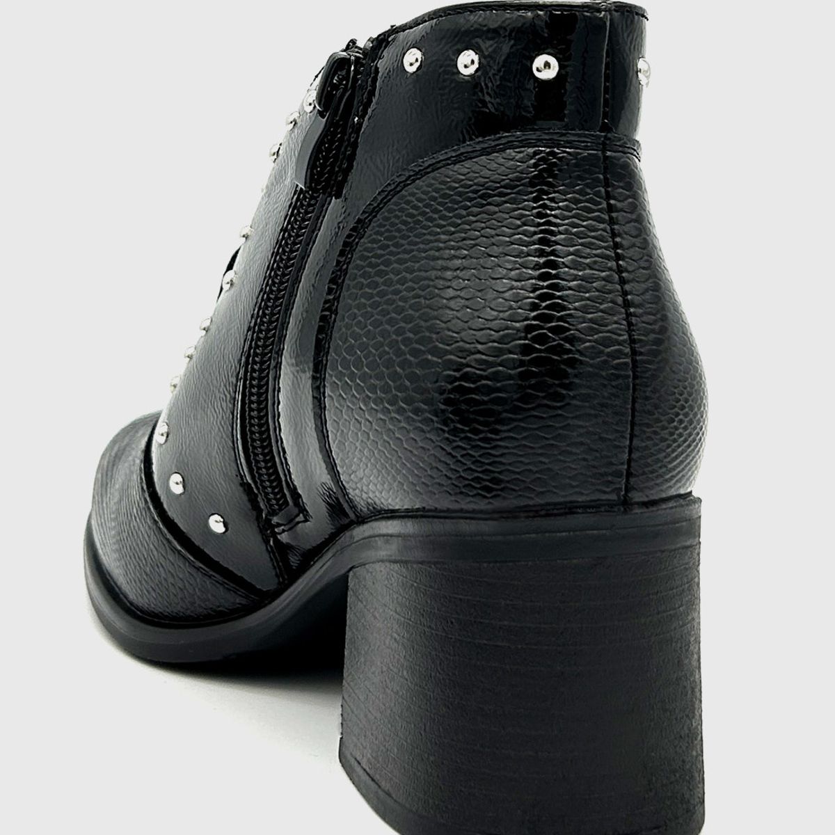 DINASTELLA - Botin para mujer con taco medio charol Negro