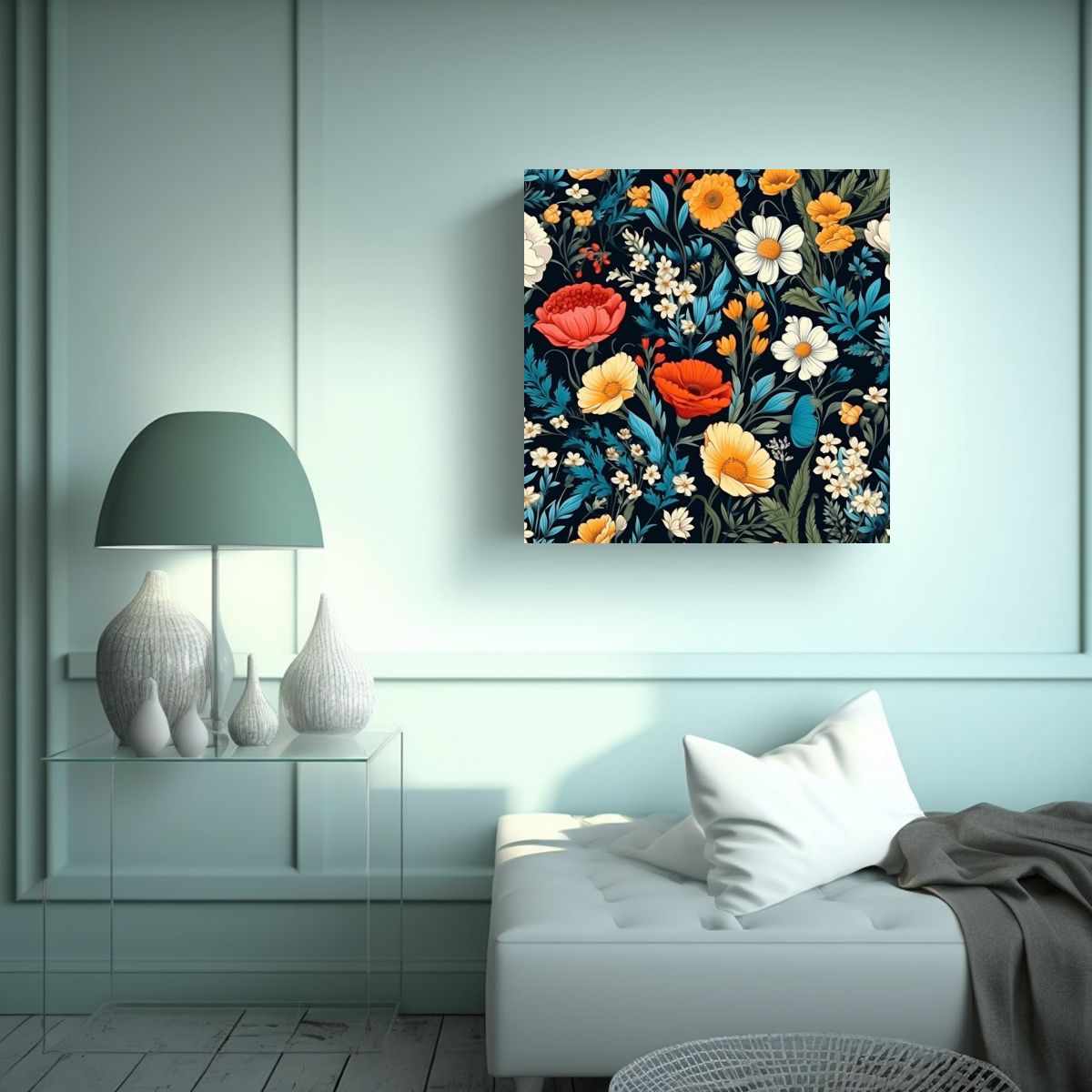 GENERICO - Patrón Floral Vibrante En Arte Único 50x50 Cm