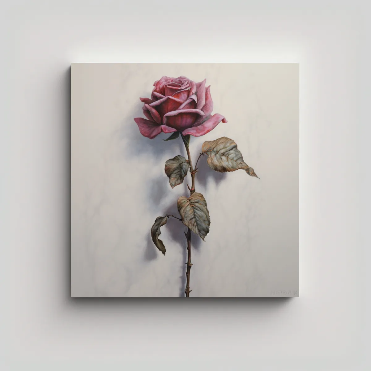 GENERICO - Cuadro Vanguardista De Rosa Detallada Con Tallo 50x50 Cm