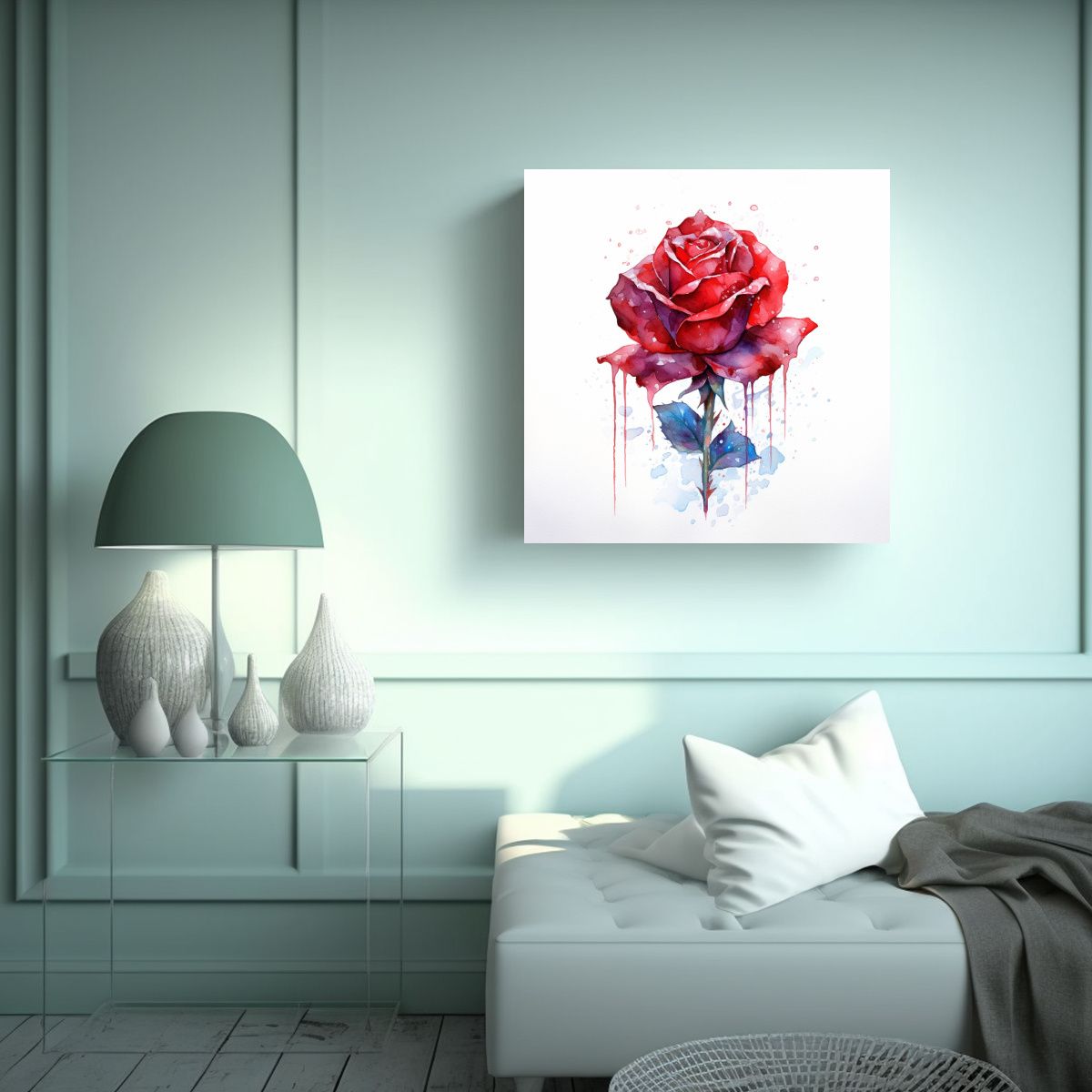 GENERICO - Rosa Roja En Cristal Rubí: Arte De Movimiento 50x50 Cm