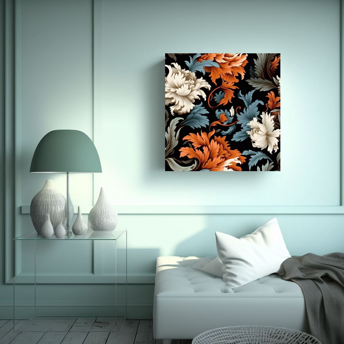 GENERICO - Cuadro Oriental Floral Intrincado: Creatividad De 30x30 Cm