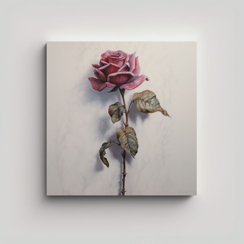 GENERICO - Cuadro Vanguardista De Rosa Detallada Con Tallo 40x40 Cm