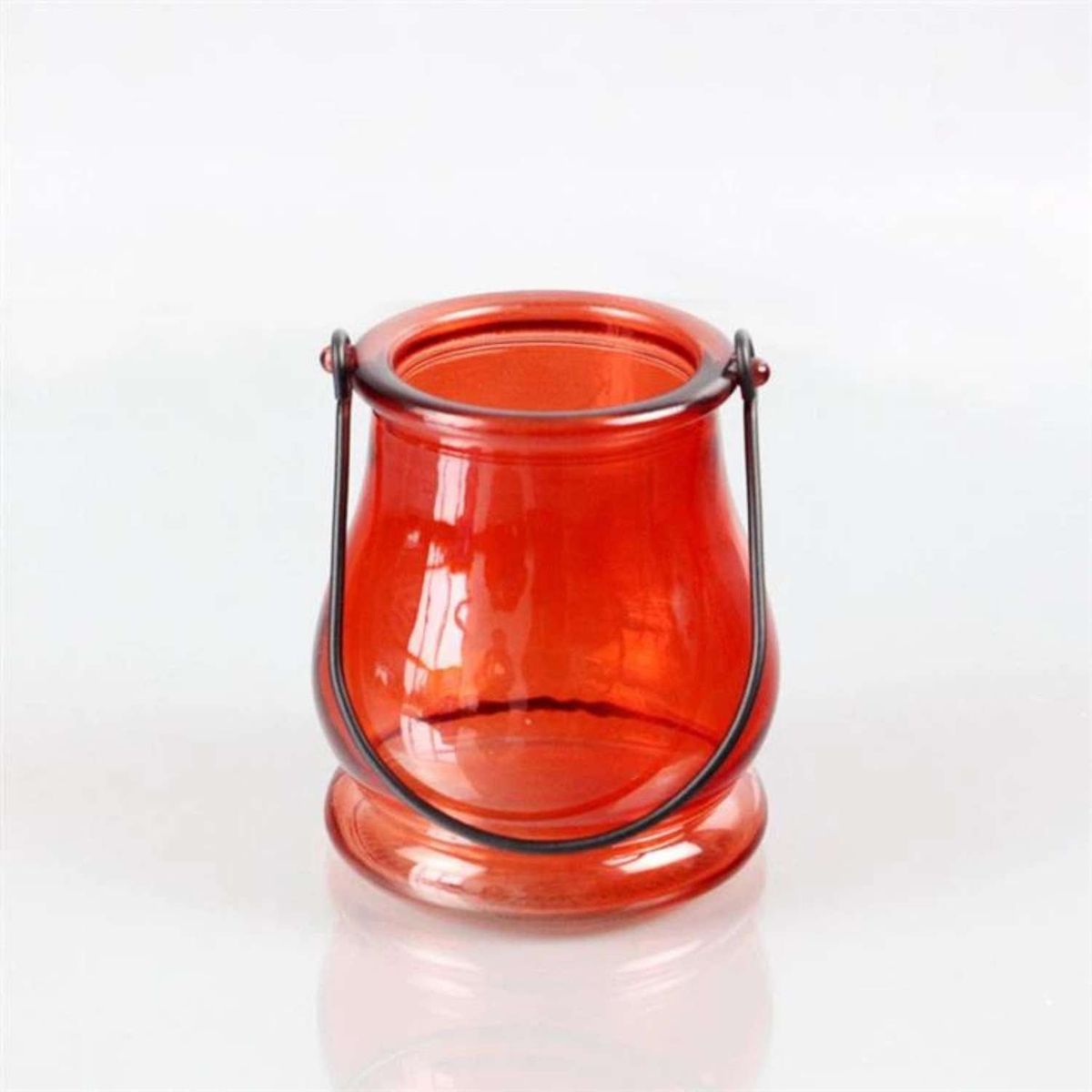 HOME ESSENTIALS - Farol  portavelas de vidrio rojo