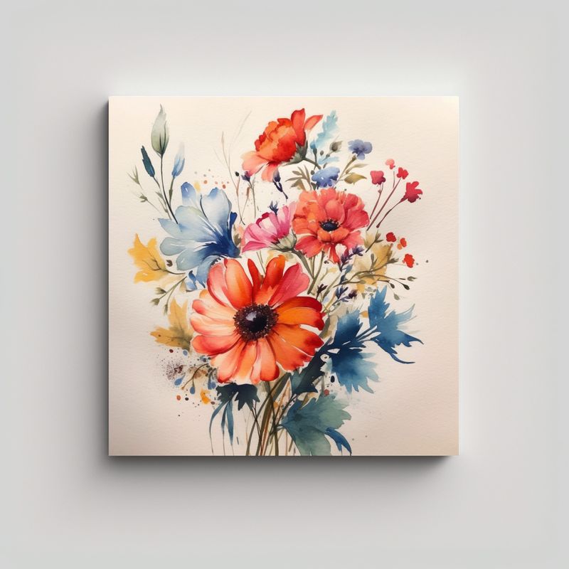 GENERICO - Elegante Cuadro De Arte De Pared En Acuarela 80x80 Cm
