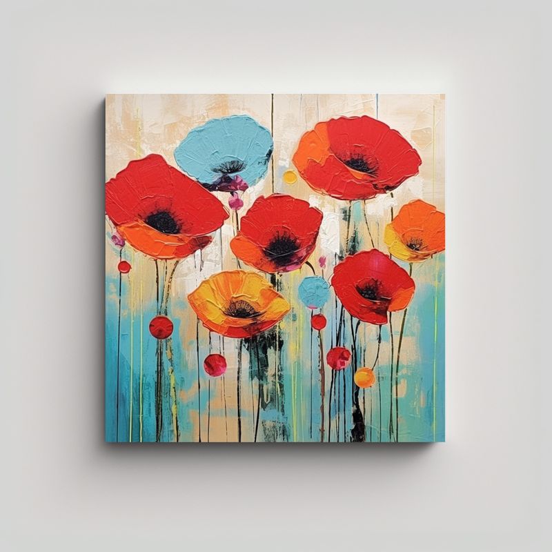 GENERICO - Composición De Poppies En Movimiento: 40x40 Cm