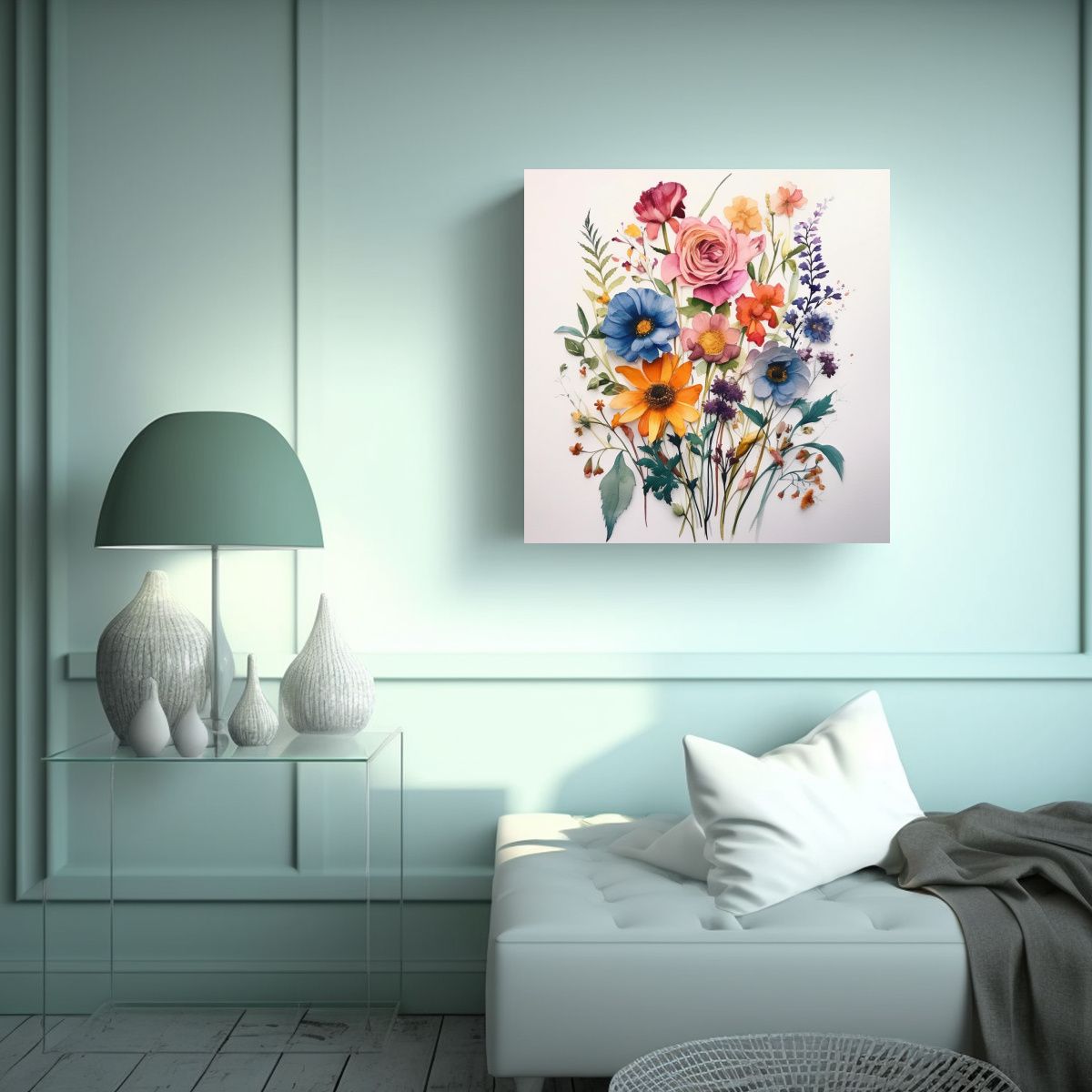 GENERICO - Canva Meta: Diseño Enigmático En Acuarela Para 90x90 Cm