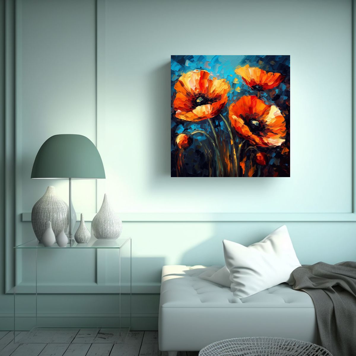 GENERICO - Cuadro Moderno 3D: Vibrantes Amapolas Góticas Al 50x50 Cm