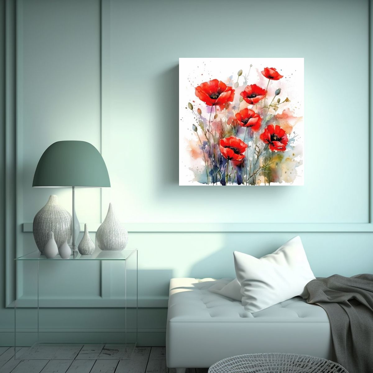 GENERICO - Composición Mágica De Amapolas Rojas En 90x90 Cm