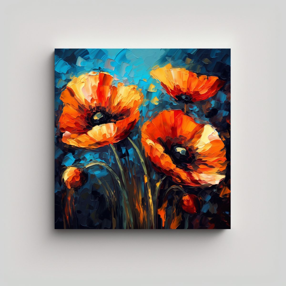 GENERICO - Cuadro Moderno 3D: Vibrantes Amapolas Góticas Al 30x30 Cm