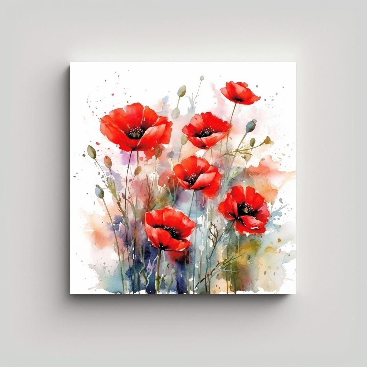 GENERICO - Composición Mágica De Amapolas Rojas En 40x40 Cm