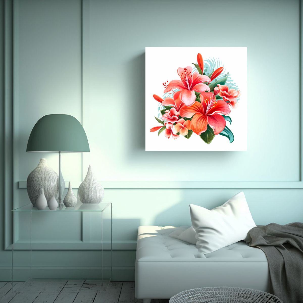 GENERICO - Clipart Floral En Canva Vintage Multicolor Para 50x50 Cm