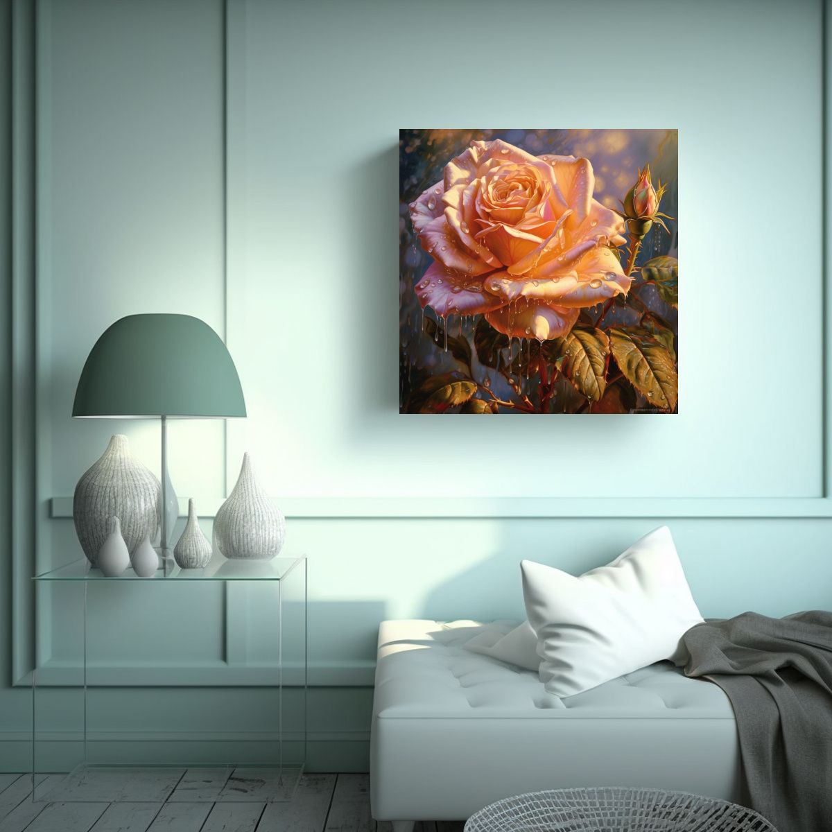 GENERICO - Cuadro Decorativo Abstracción Rose Para Hogar - 90x90 Cm