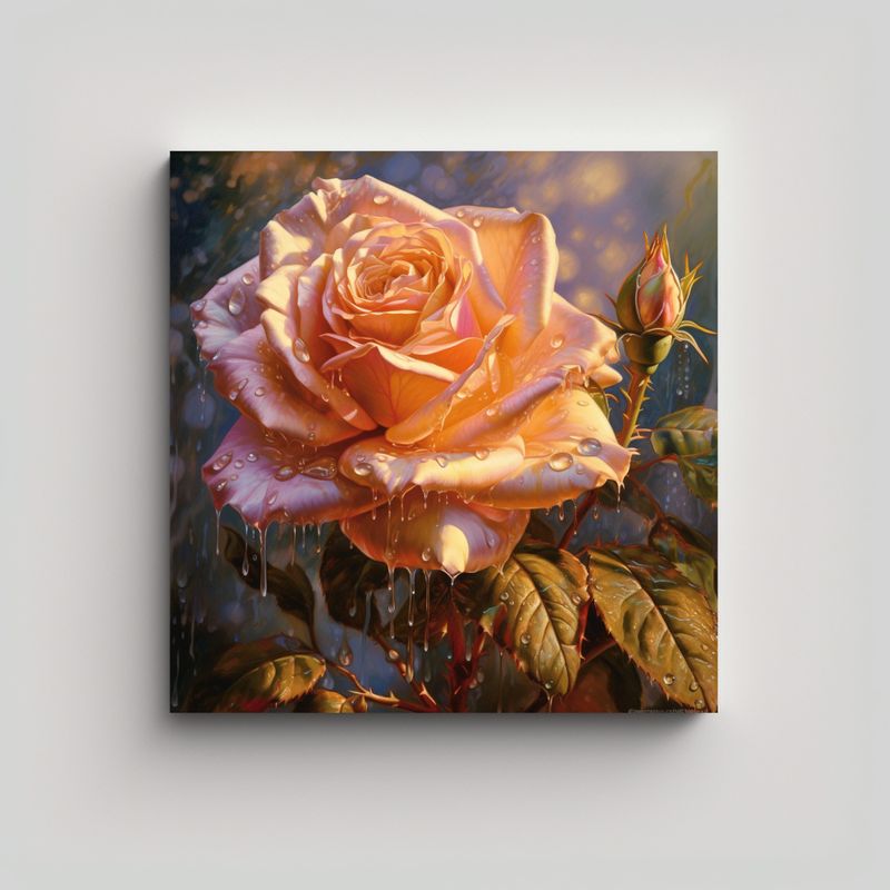 GENERICO - Cuadro Decorativo Abstracción Rose Para Hogar - 60x60 Cm