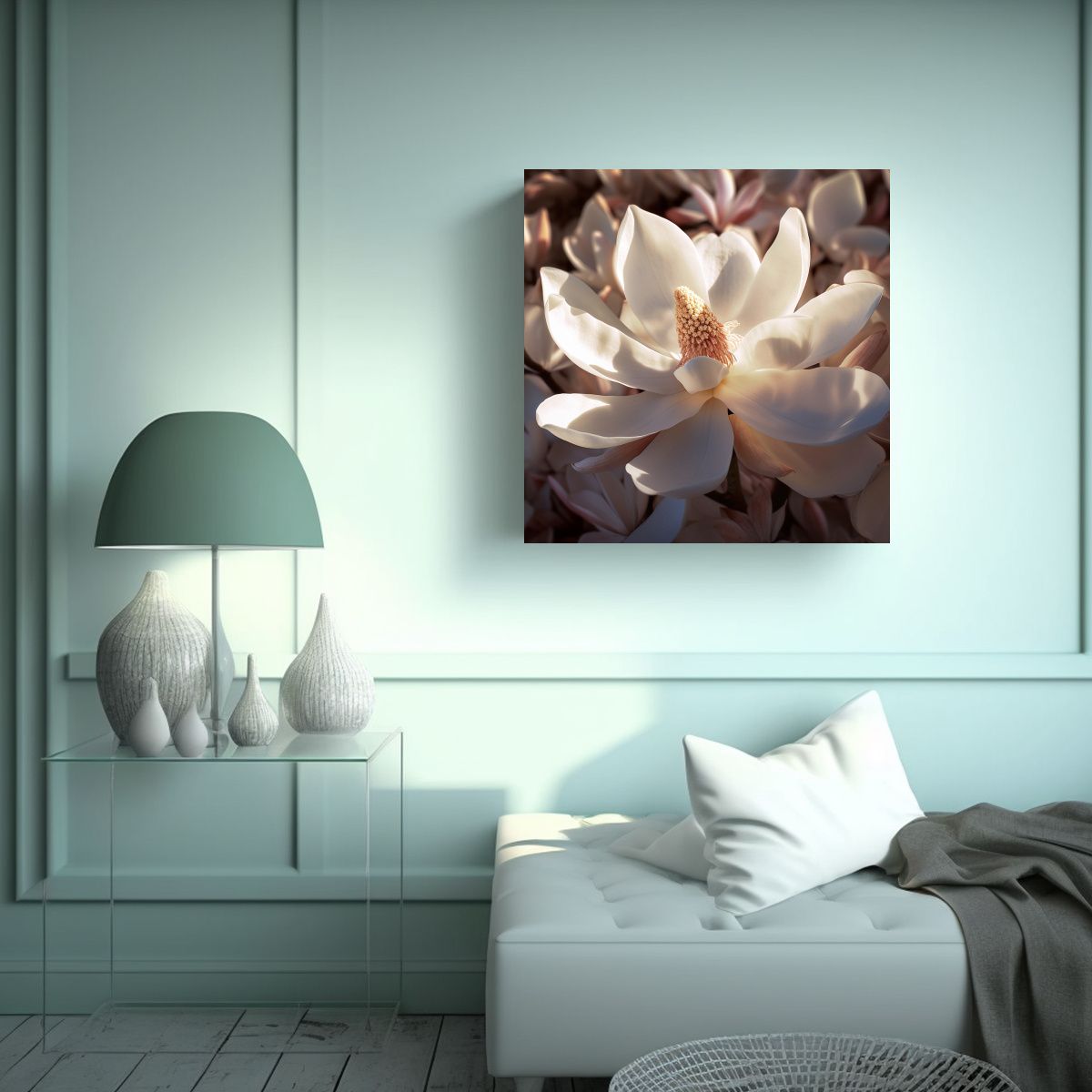 GENERICO - Exuberante Tela En Bastidor De Magnolia 40x40 Cm