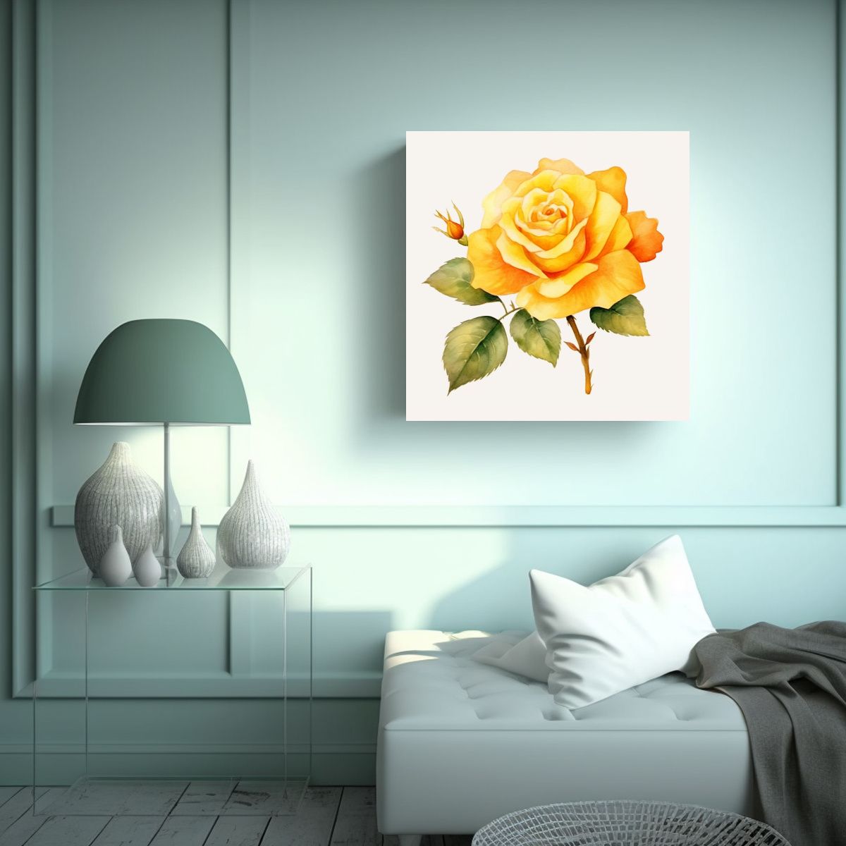 GENERICO - Cuadro De Vanguardia 0569: Rosa Amarilla Estilo 50x50 Cm.
