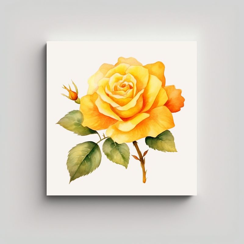 GENERICO - Cuadro De Vanguardia 0569: Rosa Amarilla Estilo 40x40 Cm