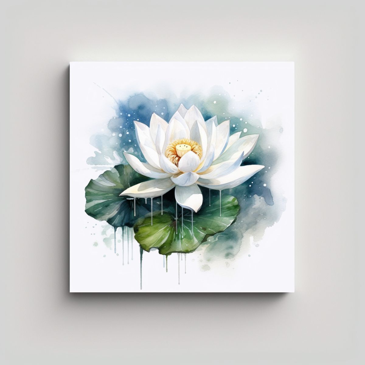 GENERICO - Cuadro Estético De Loto Blanco 0569 En Acuarela 90x90 Cm