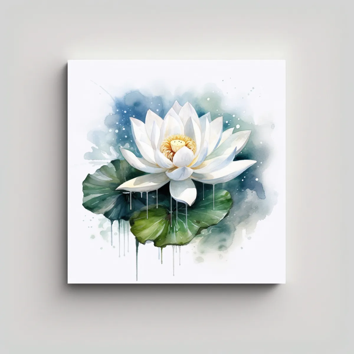 GENERICO - Cuadro Estético De Loto Blanco 0569 En Acuarela 90x90 Cm