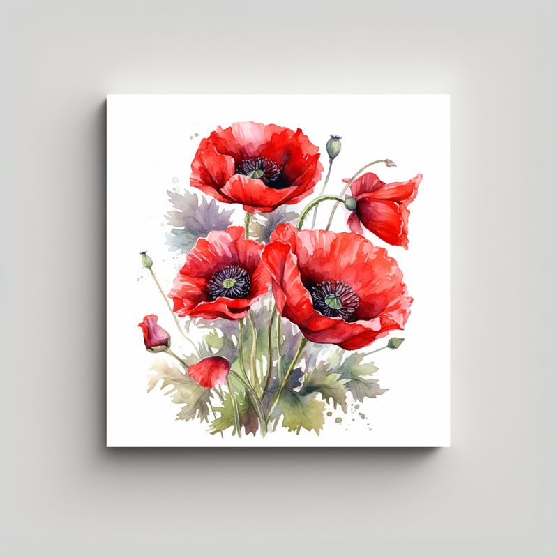 GENERICO - Patrón Intenso De Lindas Amapolas Rojas En 40x40 Cm