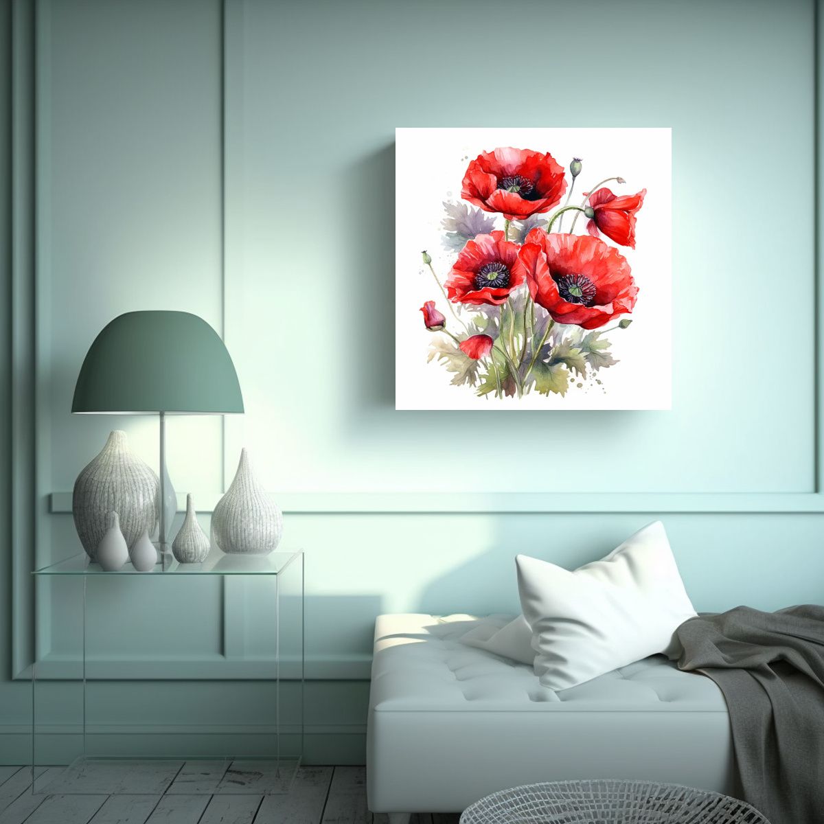 GENERICO - Patrón Intenso De Lindas Amapolas Rojas En 40x40 Cm