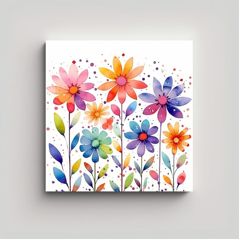 GENERICO - Cuadro Decorativo De Flores Caprichosas En 50x50 Cm