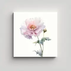 GENERICO - Cuadro Único De Flor Rosa Claro En Acuarela 50x50 Cm
