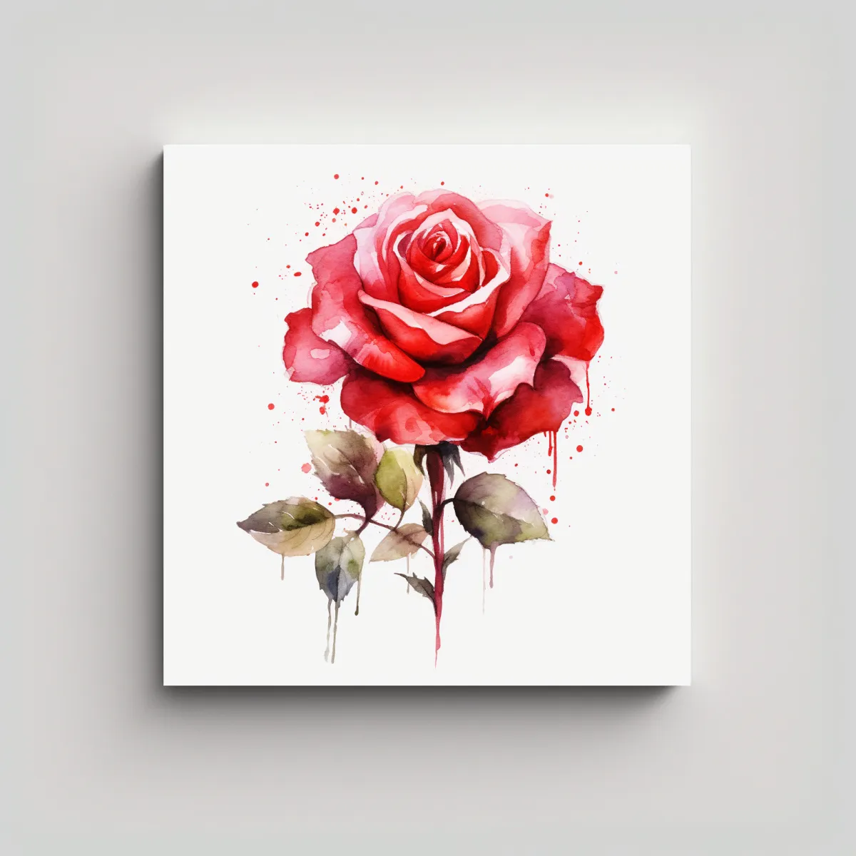 GENERICO - Cuadro De Rosas Rojas 0569 En Estilo Acuarela - 30x30 Cm