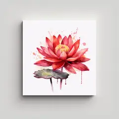 GENERICO - Cuadro Decorativo Clásico - Flor De Loto Roja En 60x60 Cm