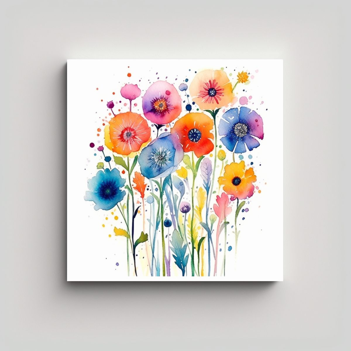 GENERICO - Cuadro Patrón Intenso De Flores Caprichosas En 80x80 Cm