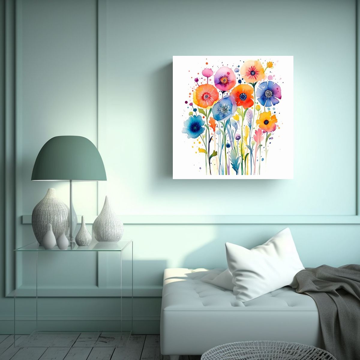 GENERICO - Cuadro Patrón Intenso De Flores Caprichosas En 80x80 Cm