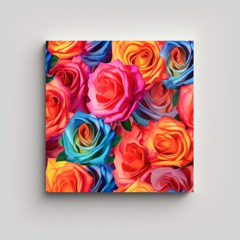 GENERICO - Cuadro Detalle Inspirador De Rosas Coloridas Y 80x80 Cm