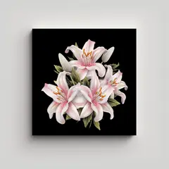GENERICO - Linda Obra De Arte 3D: Lirios Blancos Y Rosados 50x50 Cm