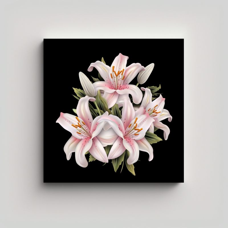 GENERICO - Linda Obra De Arte 3D: Lirios Blancos Y Rosados 30x30 Cm