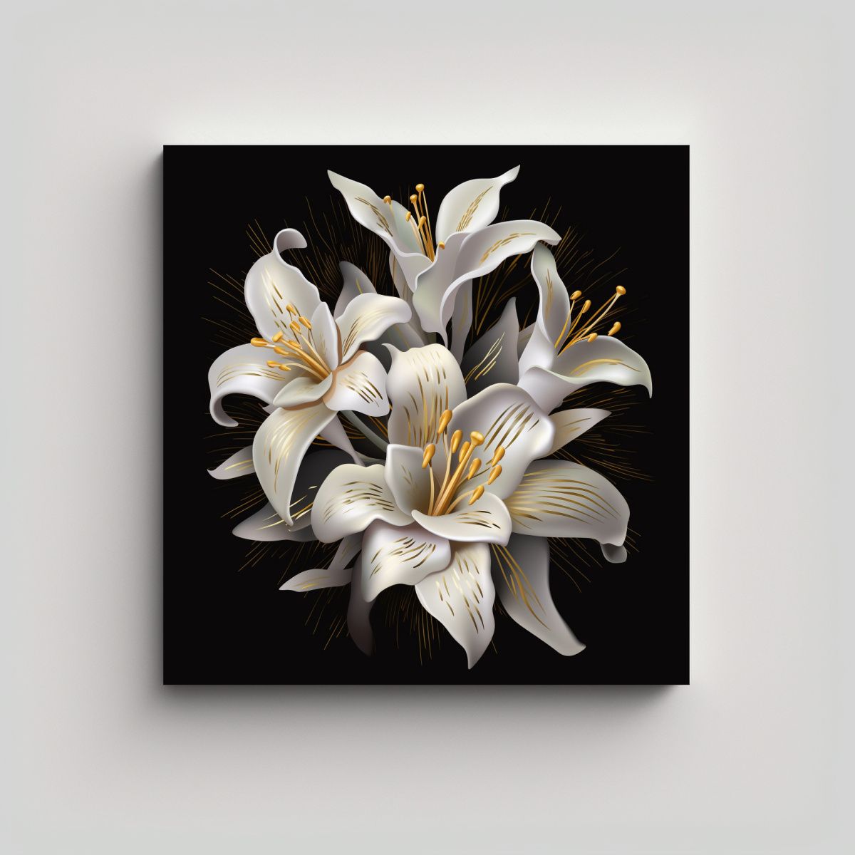 GENERICO - Cuadro 3D Fotográfico Con Lirios Dorados Y 90x90 Cm