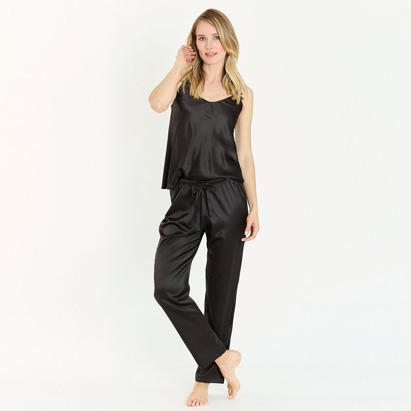 BARBIZON - Pijama de Mujer Cinta Pantalon Largo Negro