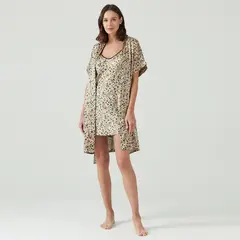 BARBIZON - Bata Mini Satin Beige Estampado