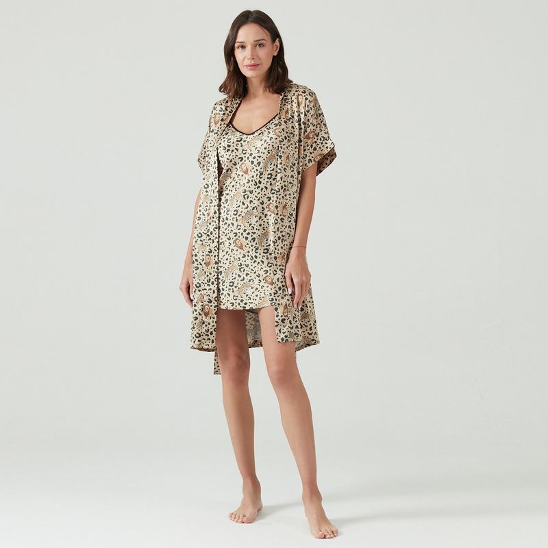 BARBIZON - Bata Mini Satin Beige Estampado
