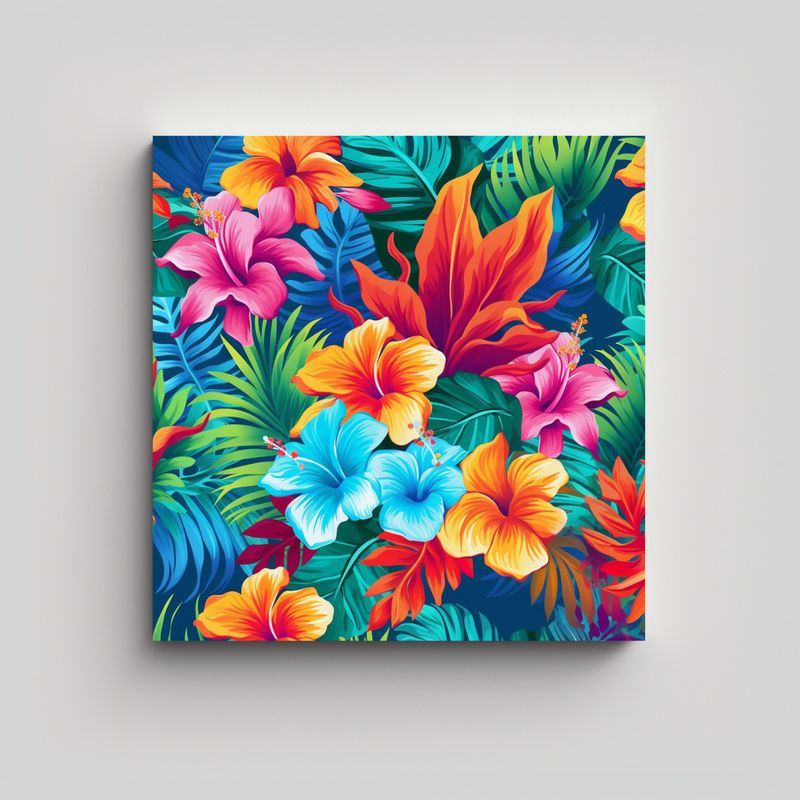 GENERICO - Cuadro Moderno Belleza Tropical En Tela Bastidor: 90x90 Cm