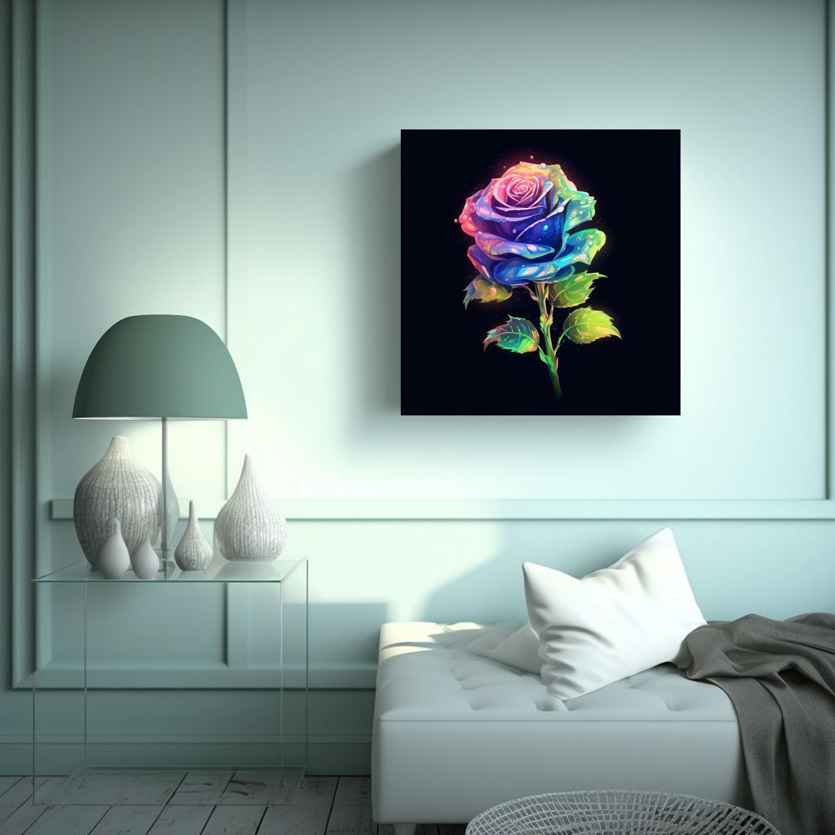 GENERICO - Arte Movimiento Creatividad: Rosa Estilo Acuarela 60x60 Cm