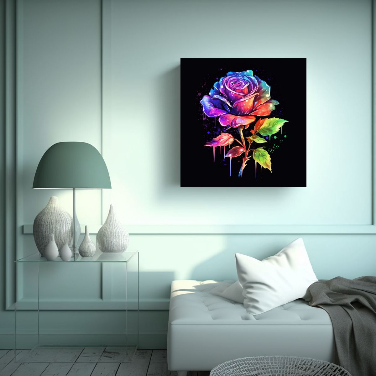 GENERICO - Arte Abstracto 0569: Rosa Fluorescente Estilo 90x90 Cm